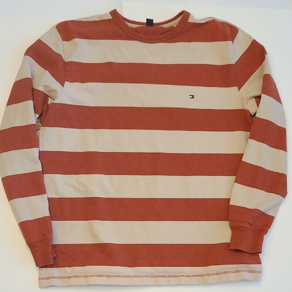 Tommy Hilfiger Red and Cream Striped Pullover
